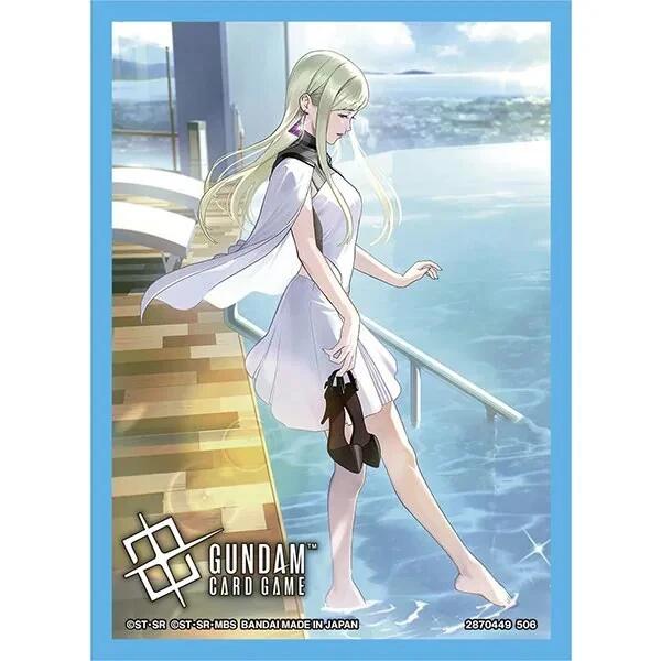 Bandai Gundam TCG official card sleeves featuring Lady Luck design, protective gaming accessory for collectible cards.
