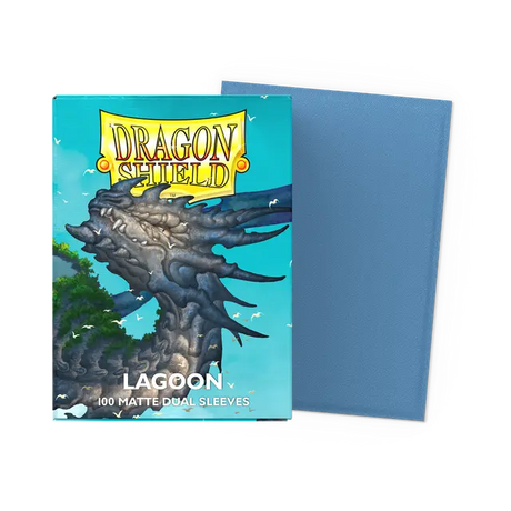 Dragon Shield Lagoon Dual Matte Standard Card Sleeves, translucent blue protective sleeves for trading cards.