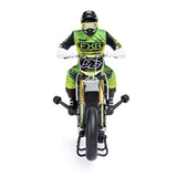 White Losi 1/4 Promoto-SM FXR supermoto motorcycle RTR with detailed body and tires, designed for off-road and street riding.