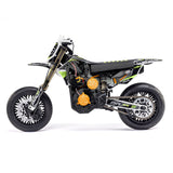 White Losi 1/4 Promoto-SM FXR supermoto motorcycle RTR with detailed body and large tires, ready for racing.