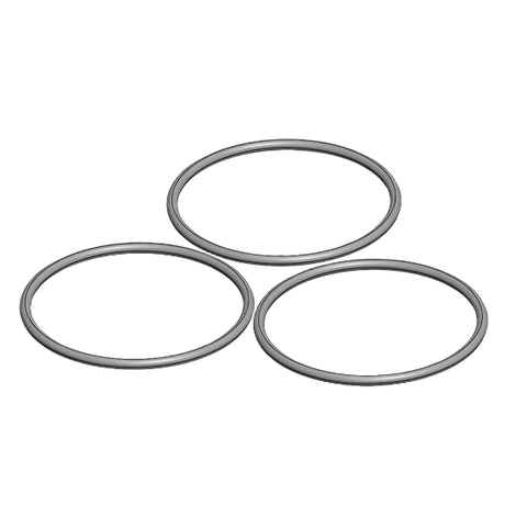 Set of three Atomic RC MRX battery mount O-rings shown in black, designed to secure batteries in RC models.