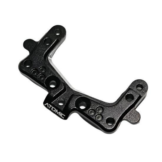 Atomic RC MRX 3.0 degree caster mount for DWS suspension, shown in black with mounting hardware.