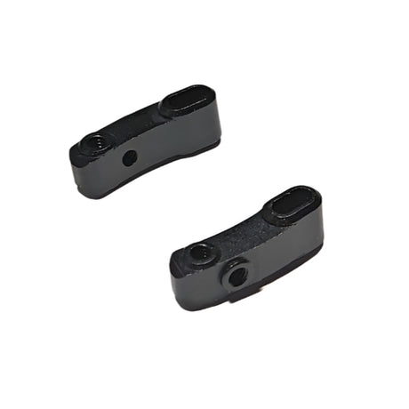 Atomic RC MRZ Aluminum Front Knuckle V2 in black for MRX and MRZ RC cars, showcasing durable metal construction and precise fit.