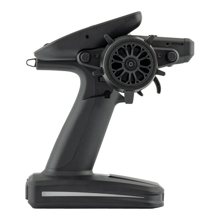 RadioMaster MT12 Surface Radio Controller with ergonomic grips, control sticks, and multiple switches for remote drone or RC aircraft flying.