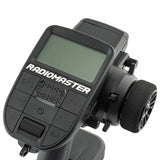 RadioMaster MT12 Surface Radio Controller with ergonomic design, multiple control sticks, and adjustable switches for RC drone flying.