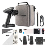 RadioMaster MT12 Surface Radio Controller with ergonomic grips, multiple switches, and a digital display for precise remote control.