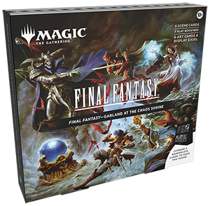 Magic: The Gathering Final Fantasy Holiday Scene Box featuring fantasy characters and festive holiday design by Wizards of the Coast.