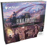 Magic: The Gathering Final Fantasy Holiday Scene box featuring colorful fantasy characters and festive holiday decorations.