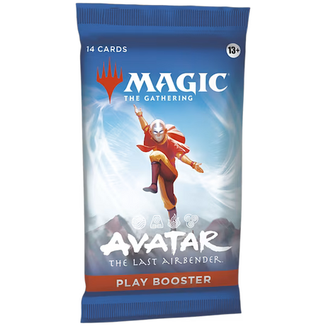 Avatar The Last Airbender Play Booster Pack by Wizards of the Coast, featuring colorful trading cards and themed artwork.