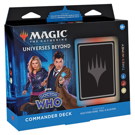 Magic: The Gathering Doctor Who Commander Deck by Wizards of the Coast, featuring themed cards and artwork from the Doctor Who series.