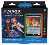 Magic: The Gathering Doctor Who Commander Deck by Wizards of the Coast featuring iconic Doctor Who-themed cards and artwork.
