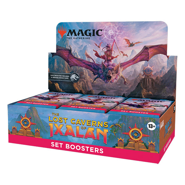 Wizards of the Coast Magic: The Gathering Lost Caverns of Ixalan Set Booster Box showing colorful box art and branding.
