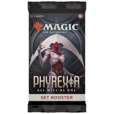 MTG Phyrexia All Will Be One set booster pack by Wizards of the Coast, featuring colorful fantasy artwork on the packaging.