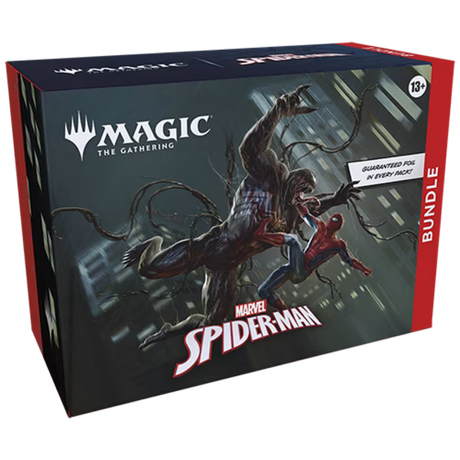 Magic: The Gathering Spider-Man Bundle featuring Marvel-themed cards and accessories from Wizards of the Coast.