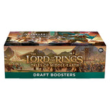 Draft booster box for Magic: The Gathering Lord of the Rings Tales of Middle-Earth set by Wizards of the Coast, featuring Middle-earth artwork.