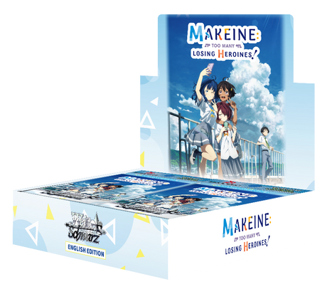 Makeine Too Many Losing Heroines! Booster Box for Weiss Schwarz by BushiRoad, featuring colorful card art from the collectible game.