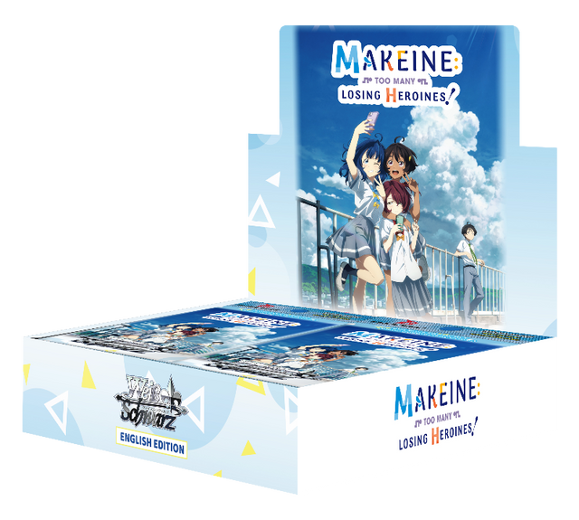 Makeine Too Many Losing Heroines! Booster Box for Weiss Schwarz by BushiRoad, featuring colorful card art from the collectible game.
