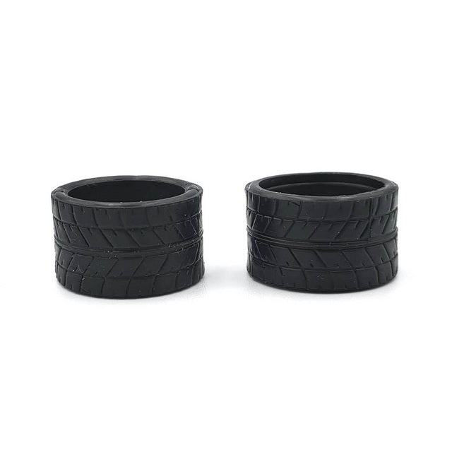 Radial rear rubber tire by Marka, model MZR-V1RRXX-14, with 14mm width, detailed tread pattern for RC vehicle use.