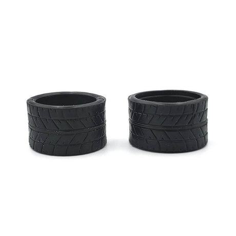 Radial rear rubber tire by Marka, model MZR-V1RRXX-14, with 14mm width, detailed tread pattern for RC vehicle use.