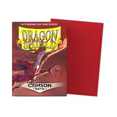 Matte crimson Dragon Shield standard card sleeves, protective card supplies for collectible and gaming cards.