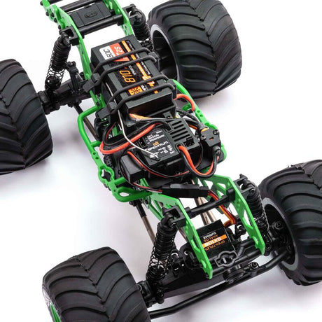 Losi 1/18 Mini LMT Grave Digger 2S 4x4 RTR brushed monster truck with detailed Grave Digger design and rugged off-road tires.