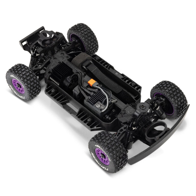 ARRMA Mojave GROM 223S DSC 4x4 RTR brushless desert truck with rugged tires and sleek desert-themed body design.
