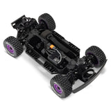 ARRMA Mojave GROM 223S DSC 4x4 RTR brushless desert truck with rugged tires and sleek desert-themed body design.
