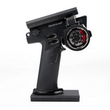 Flysky Noble NB4+ RC transmitter with FGr4B receiver, featuring a sleek design and multiple control sticks for remote drone or RC vehicle use.