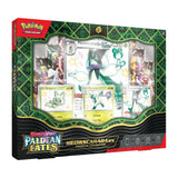 Pokémon Paldean Fates ex Premium Collection box featuring Pokémon TCG cards and accessories, branded by Pokémon.