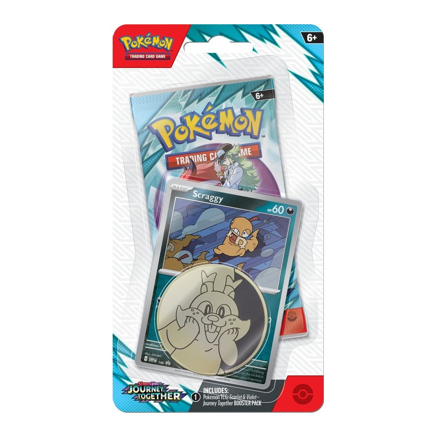 Pokemon Journey Together Checklane Blister pack featuring trading cards and promotional materials from the Pokemon collectible card game.