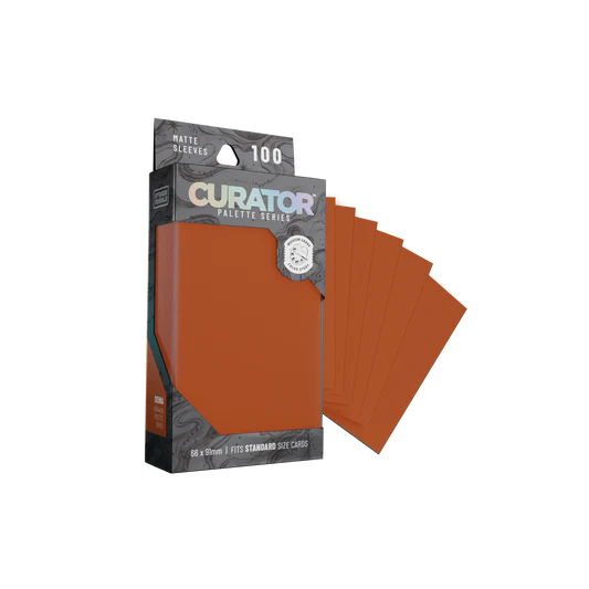 Orange Nebula Curator Palette Series Standard Sleeves for card storage, featuring Sienna color design.