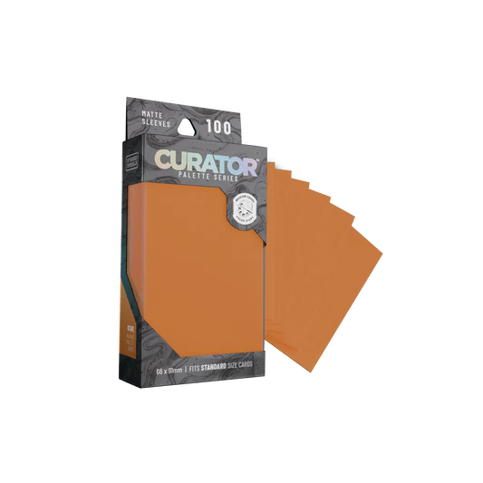 Orange Nebula Curator Palette Series Standard Sleeves for cards, featuring ochre-colored card sleeves with a smooth finish.