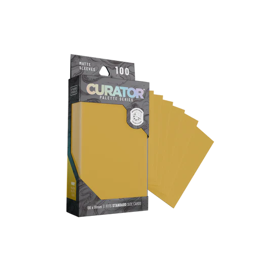 Orange Nebula Curator Palette Series standard sleeves for card storage, featuring a honey-colored design with a smooth surface.