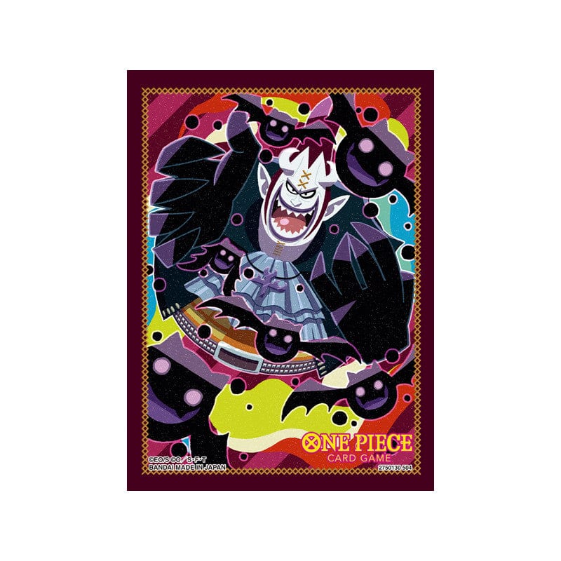 Bandai One Piece TCG official sleeves set of 8 with colorful pirate character designs, plastic card protectors for trading cards.
