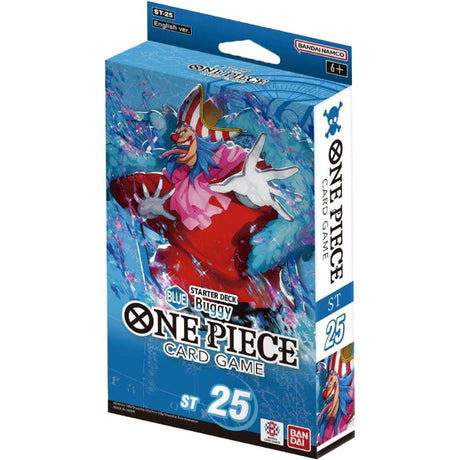 Bandai One Piece TCG Blue Buggy trading card featuring the character with vibrant artwork and detailed design.