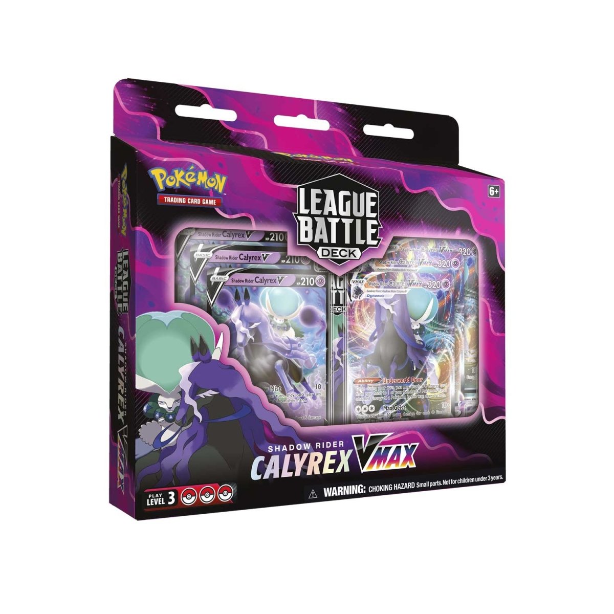 Pokemon Shadow Rider Calyrex VMAX League Battle Deck featuring Pokémon TCG cards and booster packs for strategic gameplay.