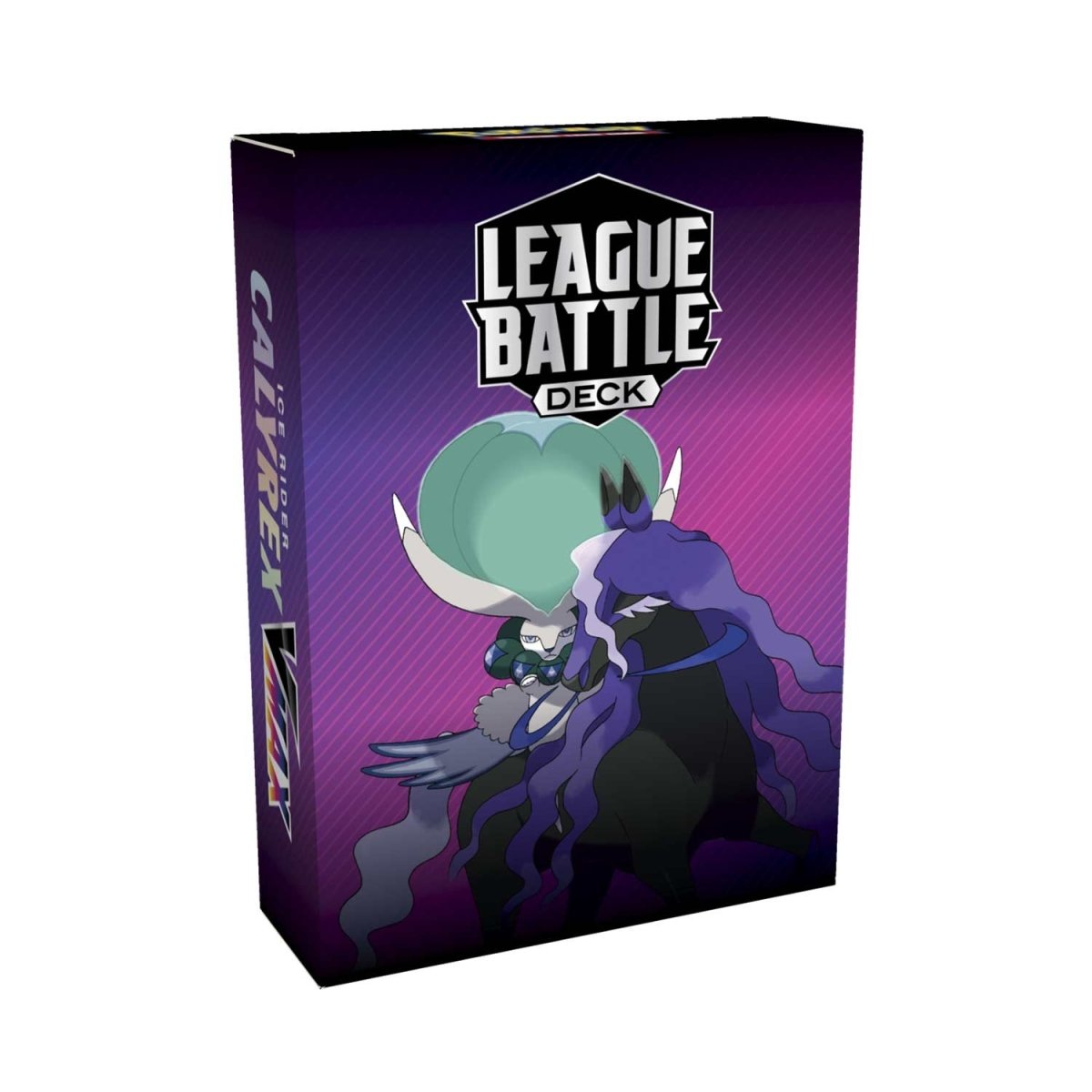 Pokemon Shadow Rider Calyrex VMAX League Battle Deck for Pokémon TCG, featuring collectible cards and gameplay components.
