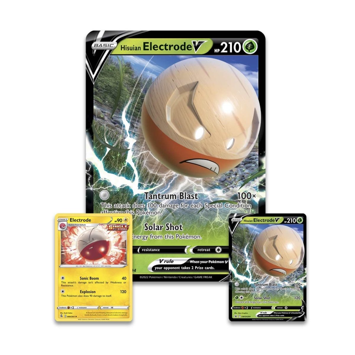 Hisuian Electrode V Pokémon TCG card from Pokémon Pokémon TCG Hisuian Electrode V Box, featuring vibrant Pokémon artwork.