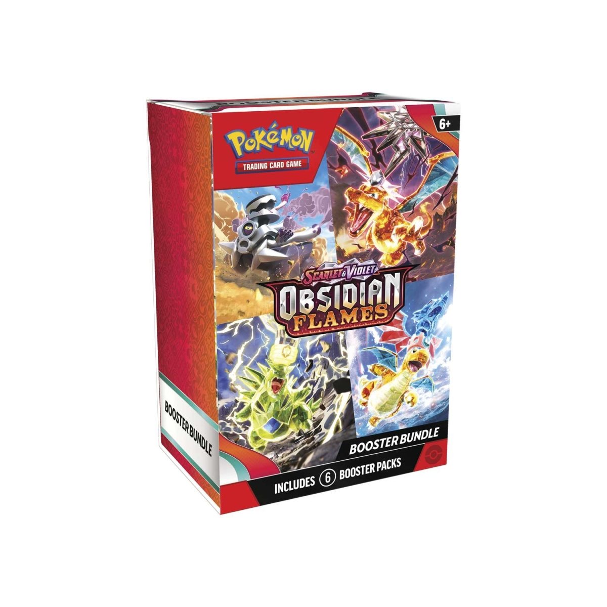 Pokemon Obsidian Flames booster bundle featuring multiple booster packs with colorful Pokémon card artwork.