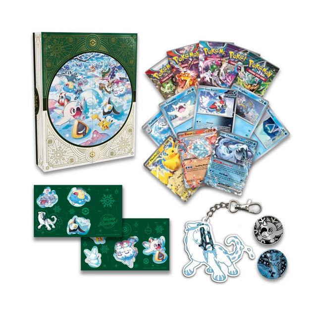 Pokémon 2024 Holiday Calendar featuring colorful Pokémon characters and festive holiday-themed design.