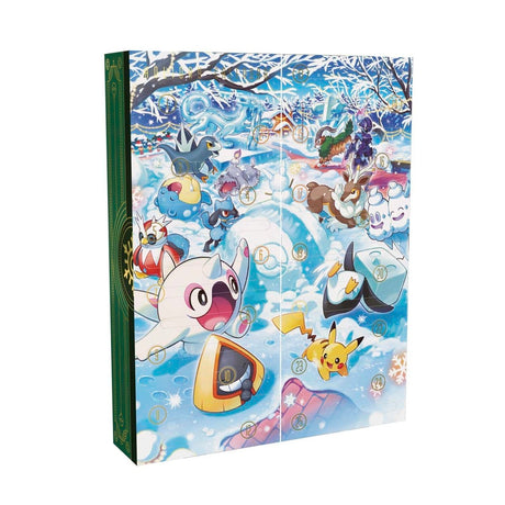 Pokémon 2024 Holiday Calendar featuring Pokémon TCG characters with colorful holiday-themed artwork.