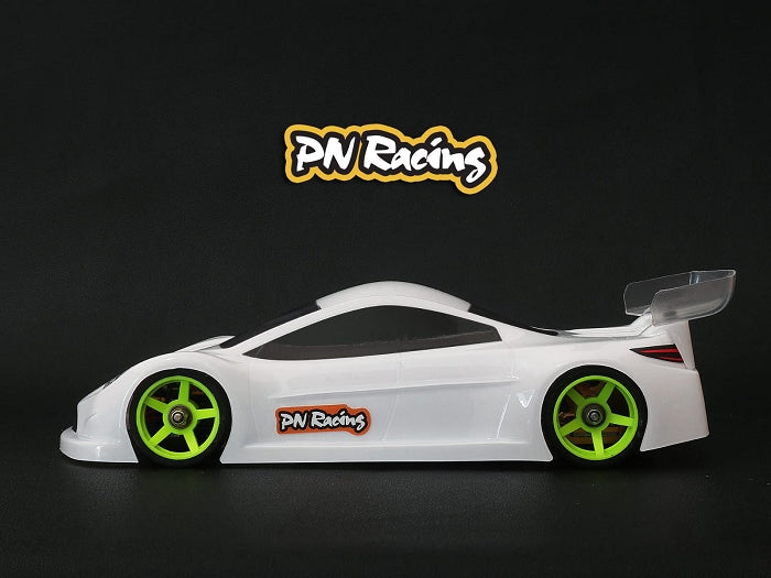 PN Racing 1/28 ZLB Lexan RC car body with clear, lightweight design and detailed features for remote control racing.