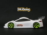 PN Racing 1/28 ZLB Lexan RC car body with clear, lightweight design and detailed features for remote control racing.