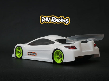 PN Racing 1/28 ZLB Lexan body for RC car, clear lightweight racing shell with detailed design and aerodynamic shape.