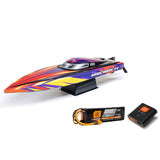 Proboat Sonicwake 24-inch RC boat with battery and charger, featuring sleek design and powerful motor for high-speed water racing.