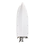 Proboat Sonicwake 24-inch RC boat with battery and charger, shown on water, featuring sleek design and detailed hull.