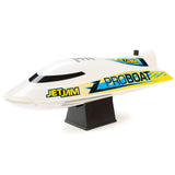 Proboat Jet Jam V2 12-inch self-righting pool racer with brushed motor, ready-to-run design, shown in action on water.