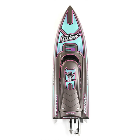 Proboat Heatwave Recoil 2 V2 26-inch self-righting RC boat on water with detailed hull and sleek design.