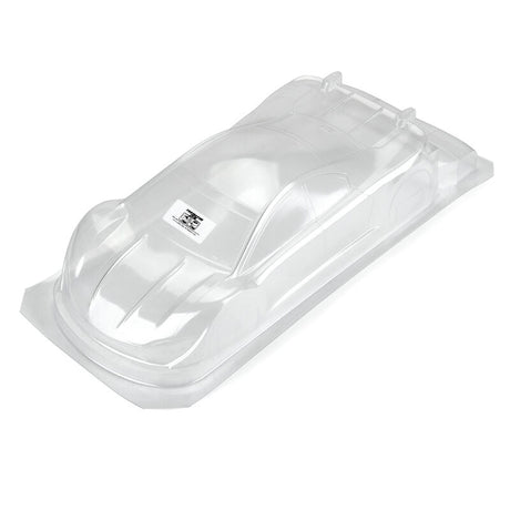 Proline PTzero1 lightweight clear RC car body with 0.65mm thickness, shown in image with detailed transparent design.