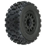 Proline Badlands MX SC M2 MTD Raid Slash RC truck tires with rugged tread for 2WD and 4WD off-road RC vehicles.